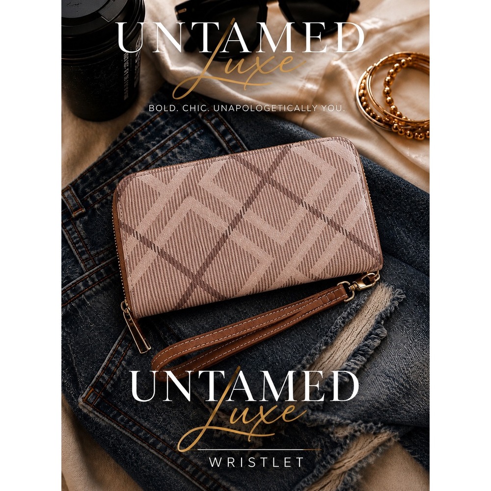 Checker Plaid Zip Around Wristlet Wallet